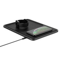 Hot selling 15w 2 in 1 pu leather wireless charging pad W-FC-002 mobile chargers